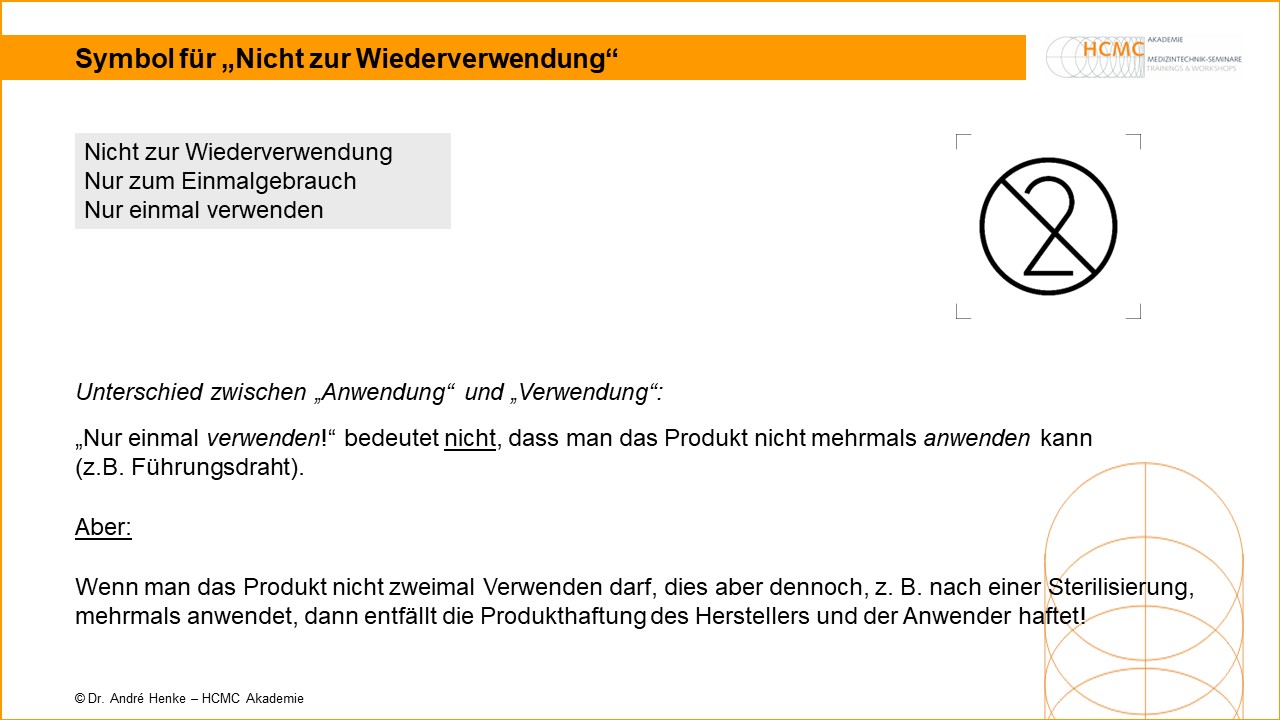 Symbol für "Nicht zur Wiederverwendung" Medizinprodukte